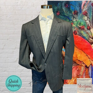 Talbot Jaimes Mens 48 - 50L Gray Unlined Unstructured Western Blazer Sport Coat